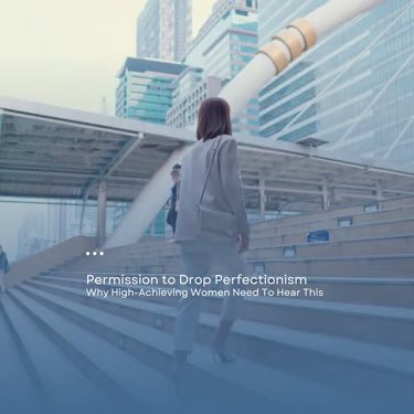 Woman climbing city stairs, representing the pressure high-achieving women carry